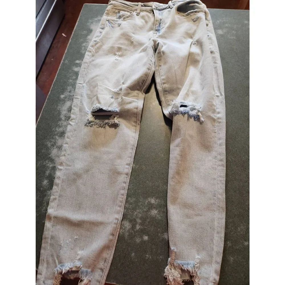 Risen Austin Mid Rise distressed Boyfriend raw hem Jeans sz 9/29